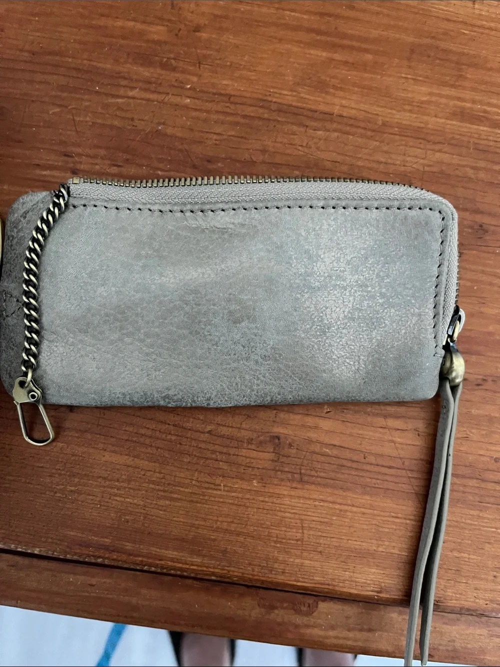 HOBO Gray Metallic leather Wristlet Wallet with Gold Hardware